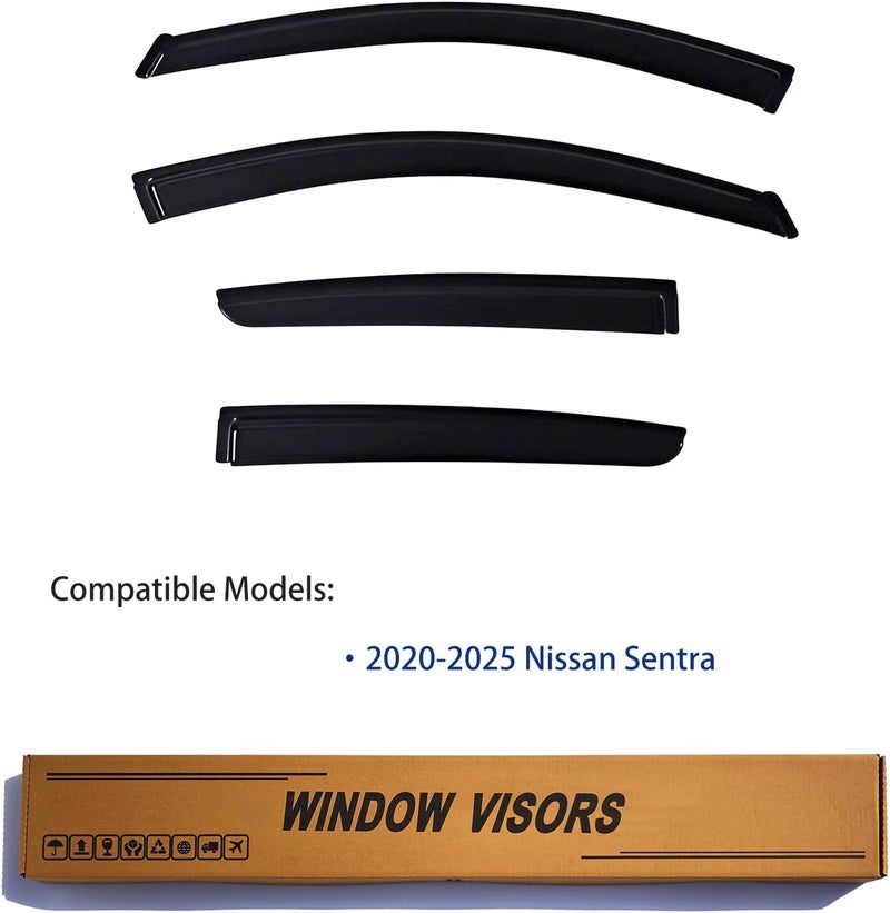 YLSCOO Window Visors Rain Guards fits 2020-2025 Sentra, Out-Channel Window Wind Deflectors Vent Shades Accessories, Dark Smoke 4 Pcs, 2021 2022 2023 2024 - Image 2